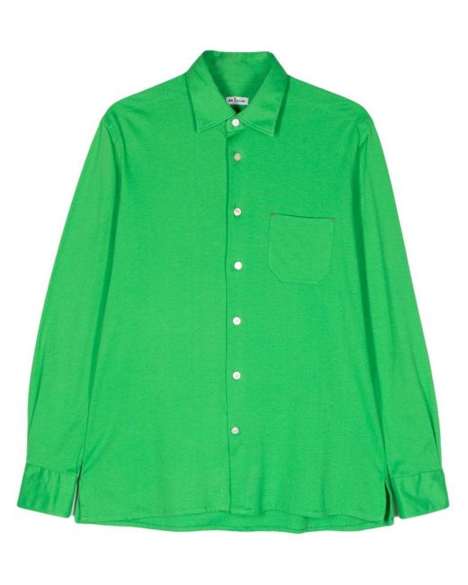 Kiton Green Cotton Long-sleeved T-shirt for men