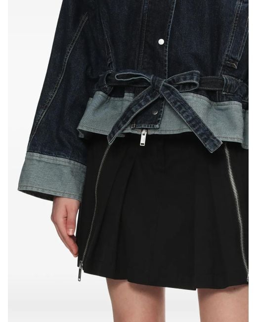 3.1 Phillip Lim Denim Jack Met Contrasterend Vlak En Ceintuur in het Blue