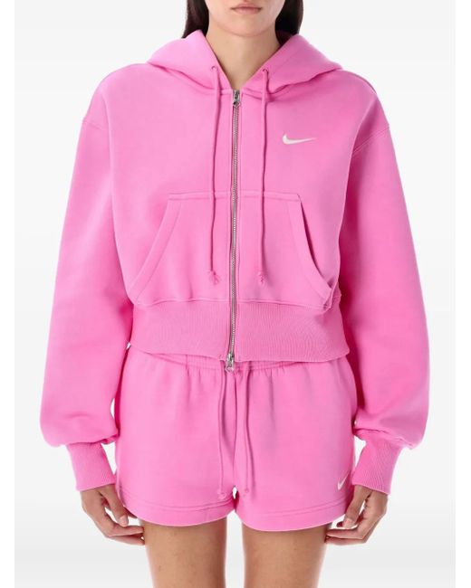 cropped pink nike hoodie
