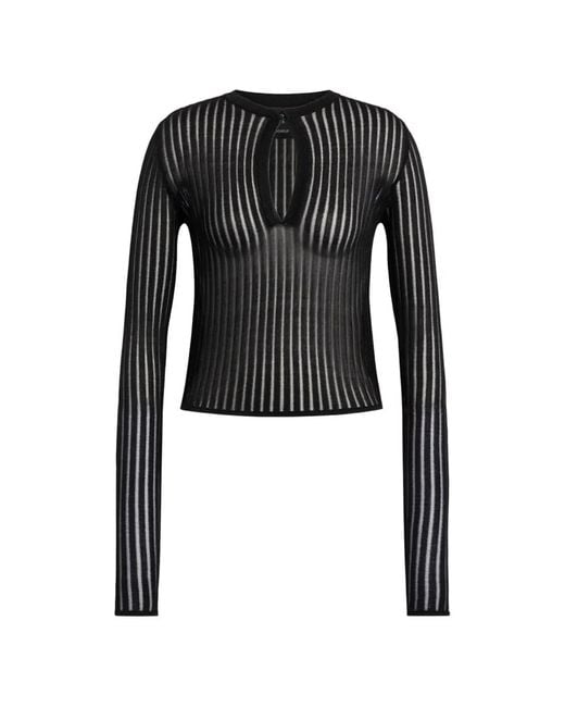 Dondup Black Sheer-Knit Cut-Out Sweater
