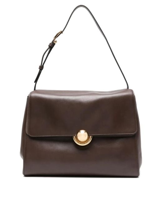 Furla Brown Domus Circular-Detail Leather Shoulder Bag