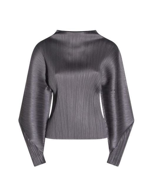 Pleats Please Issey Miyake Gray Skyline Pleated Top