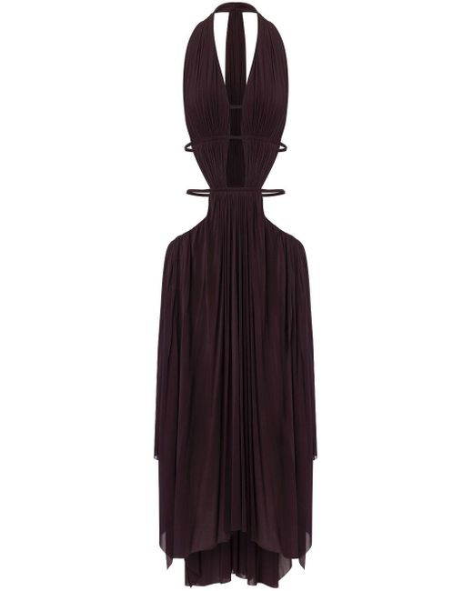 Philosophy Di Lorenzo Serafini Purple Cut-out Draped Midi Dress