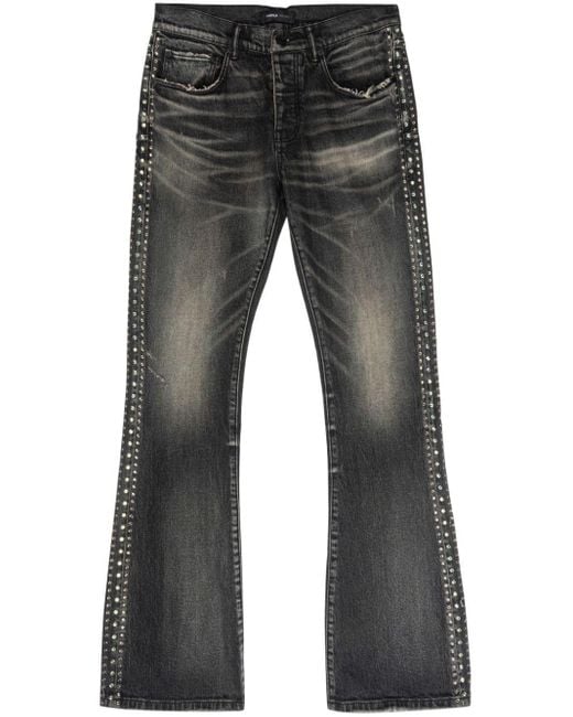 Purple Brand Gray Rhinestone-embellished Bootcut Jeans for men