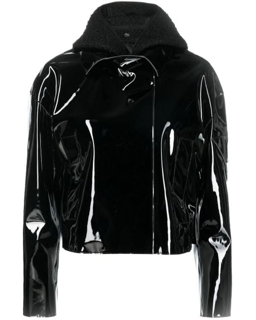 1017 ALYX 9SM Black High-Shine Pvc Cropped Moto Jacket