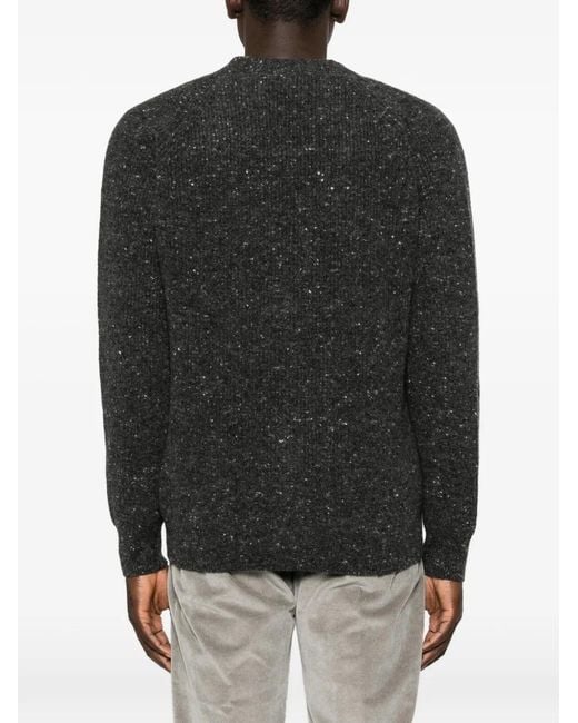 Eleventy Black Flecked V-Neck Cardigan for men
