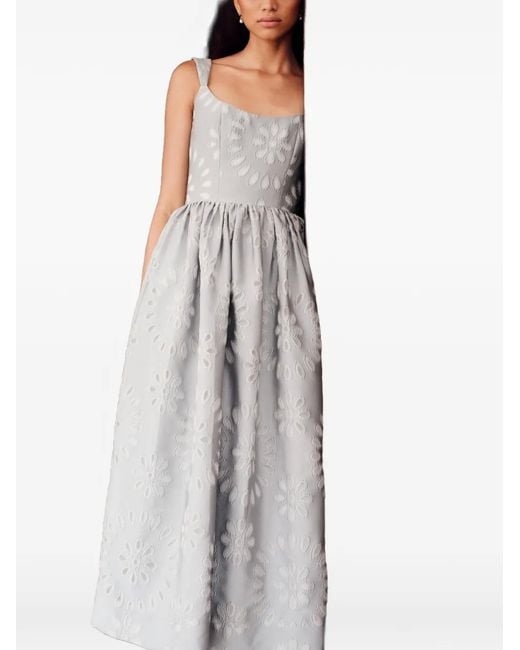 Markarian Blue Apple Floral-Organza Corset Midi Dress