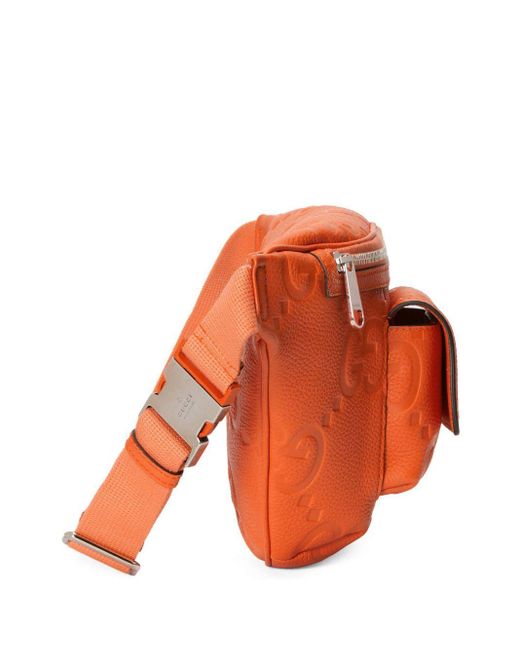 Gucci Jumbo GG Monogram Embossed Belt Bag in Orange for Men Lyst