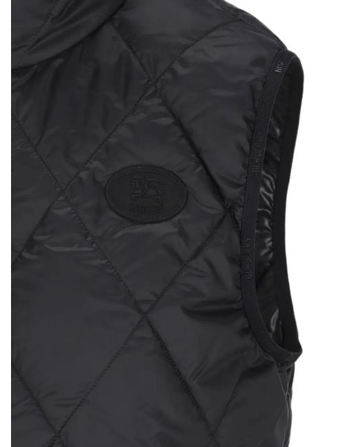 Burberry Black Diamond-Quilted Check-Trim Gilet