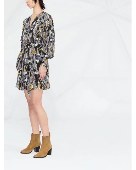 IRO Gray Floral Print Short Dress