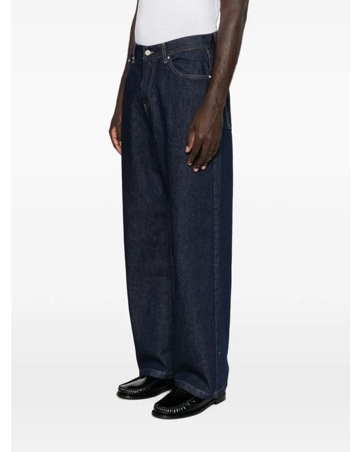 Arte' Blue Logo-Embroidered Belt-Loop Jeans for men
