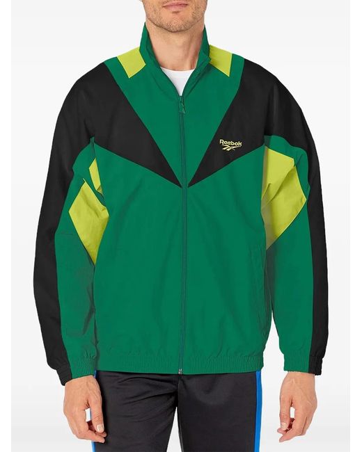 Reebok Green Logo-Embroidered Bomber Jacket for men