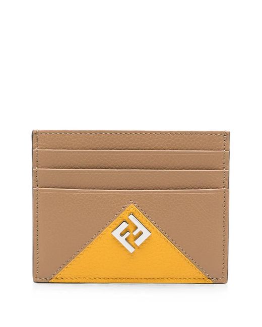 Fendi Natural Logo-Plaque Leather Card Holder for men