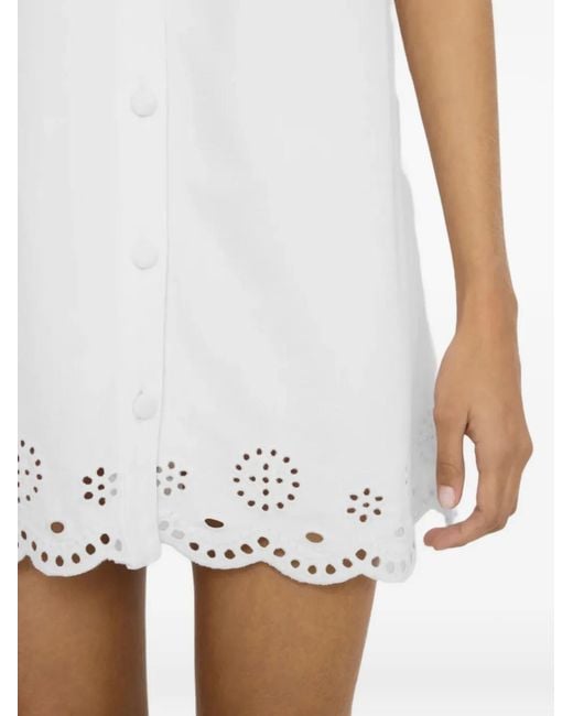 FRAME White Eyelet Play Billow-Sleeve Mini Dress
