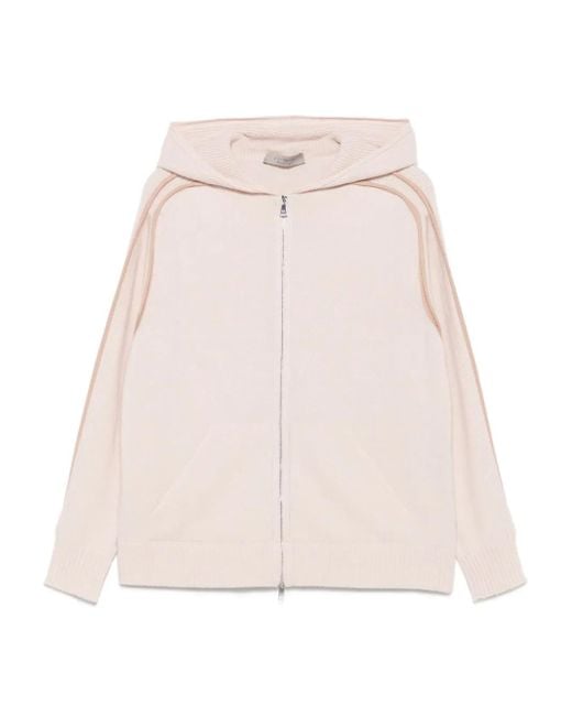 Cárdigan con capucha y cremallera D.exterior de color Natural