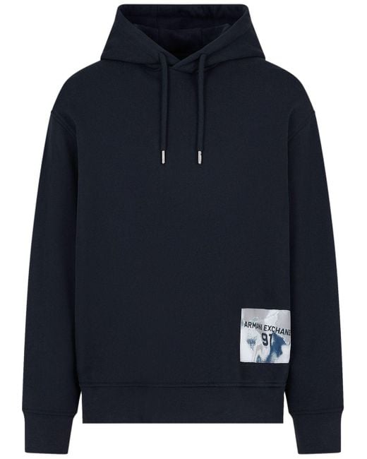 Hoodie en coton à patch logo Armani Exchange pour homme en coloris Blue