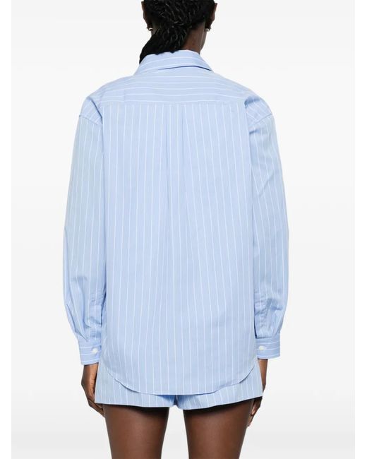 Sporty & Rich Blue Striped Cotton Shirt