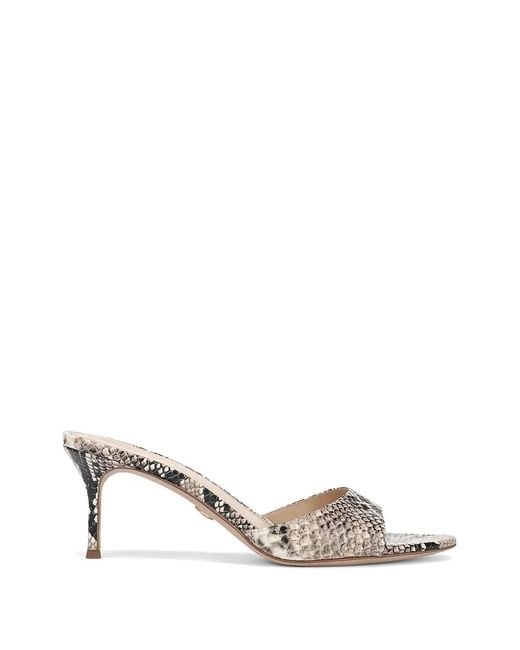 Veronica Beard White Snake Print Sandals