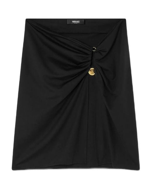 Versace Safety Pin Cover-Up Skirt in Black | Lyst