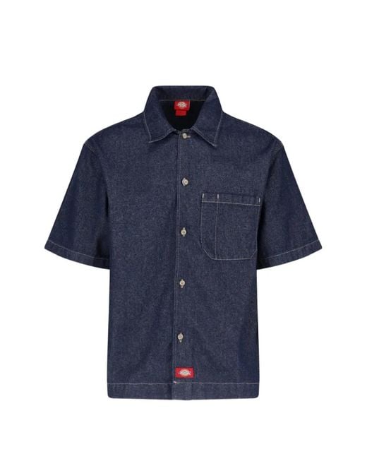 Dickies Blue Short-Sleeve Logo-Patch Shirt for men