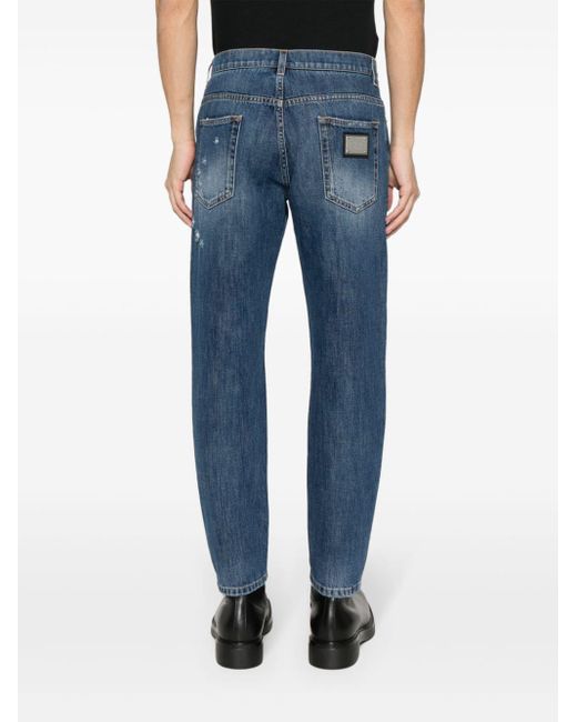 Jeans con effetto vissuto di Dolce & Gabbana in Blue da Uomo