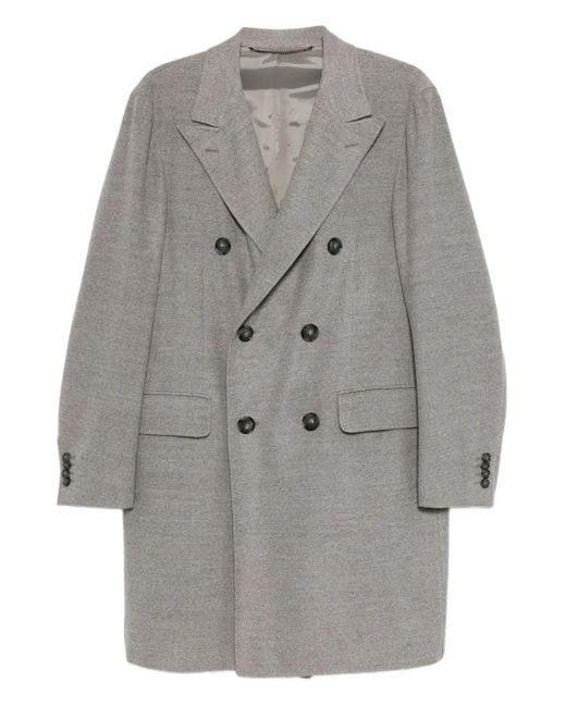 Canali Gray Double-Breasted Wool Coat for men