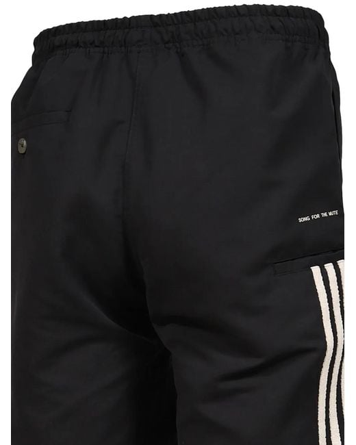 Song For The Mute Black Logo-Embroidered Side-Stripe Shorts for men