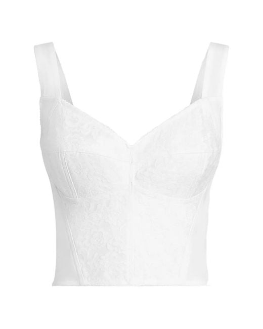 Dolce & Gabbana White Floral-Lace Top