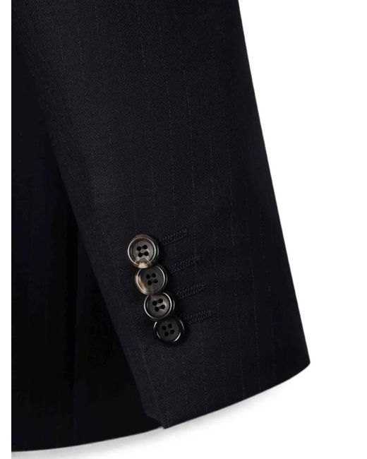 Canali Blue Single-Breasted Pinstripe-Pattern Wool Suit for men