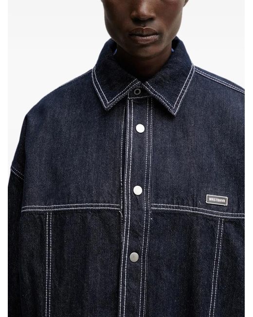 WRSTBHVR Blue Leandra Contrast-Stitch Overshirt