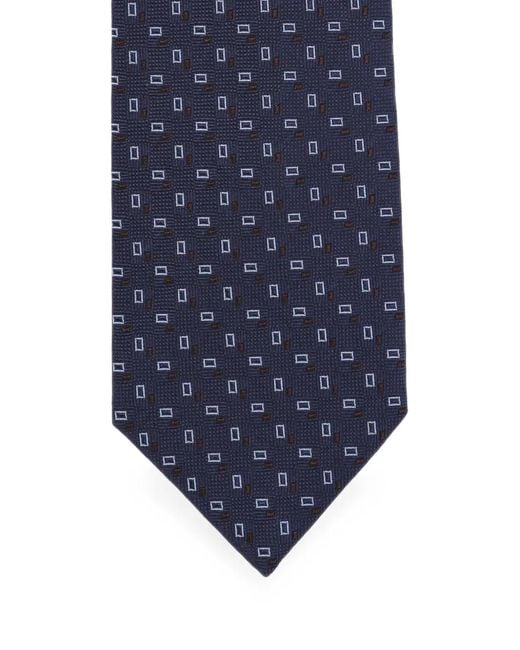 Barba Napoli Blue Geometric-Pattern Tie for men