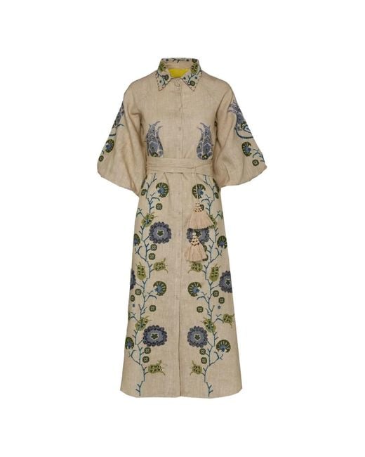 PHILIPPA 1970 White René Floral-Embroidered Midi Dress