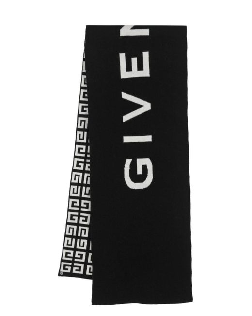 Givenchy Black Logo Intarsia-knit Scarf for men