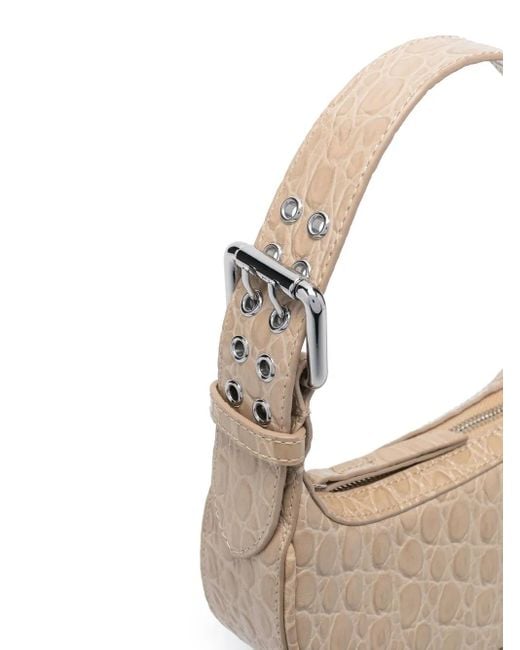 By Far Natural Mini Soho Croco Embossed Leather Shoulder Bag