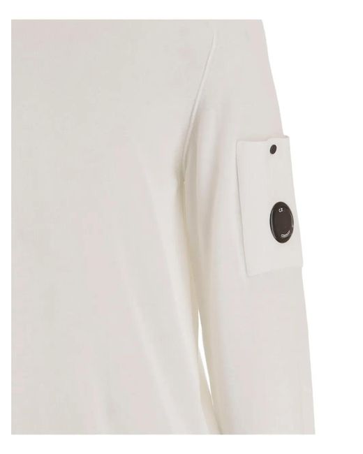 C P Company White Crew-Neck Sweater for men