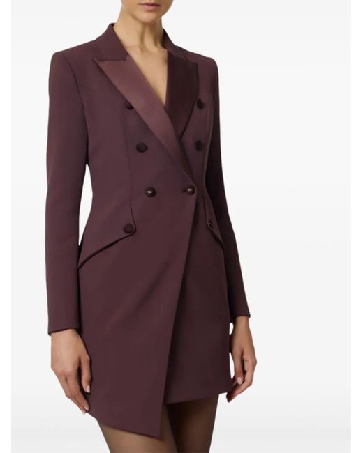Vestido corto con doble botonadura Elisabetta Franchi de color Purple