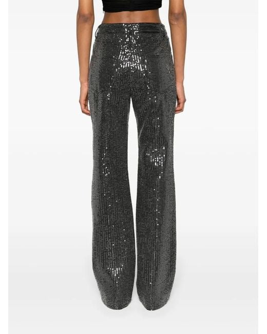 ROTATE BIRGER CHRISTENSEN Gray High-waisted Sequin-embellished Jeans
