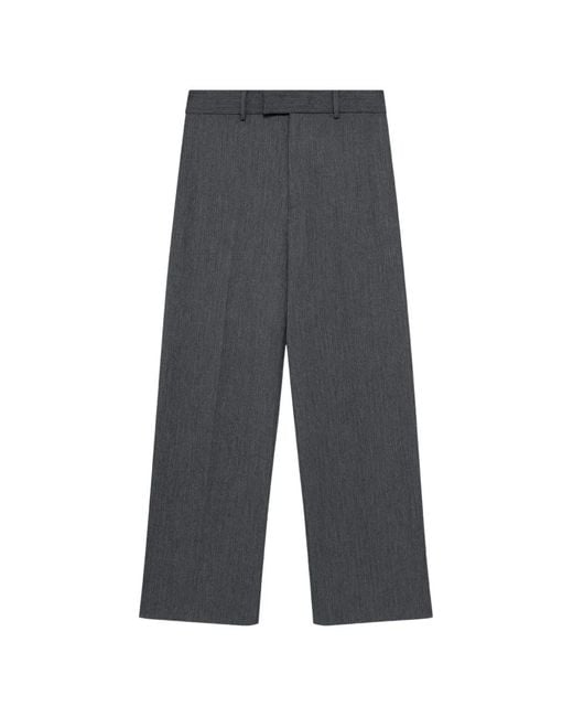 MSGM Gray Pinstripe-Pattern Pressed-Crease Trousers for men