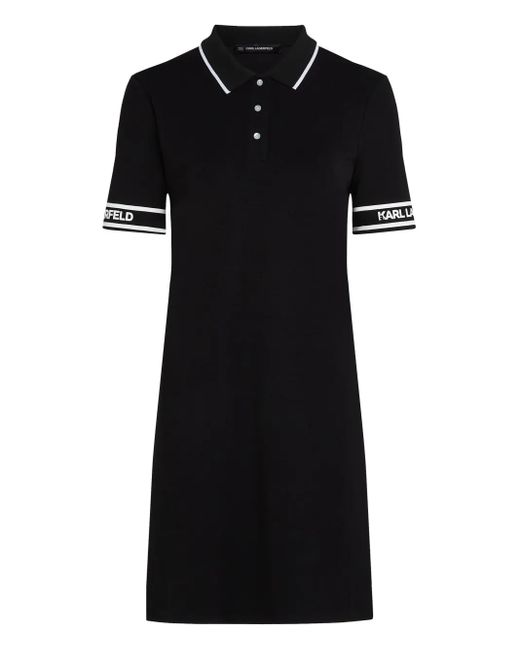 Karl Lagerfeld Black Logo-Print Mini Dress