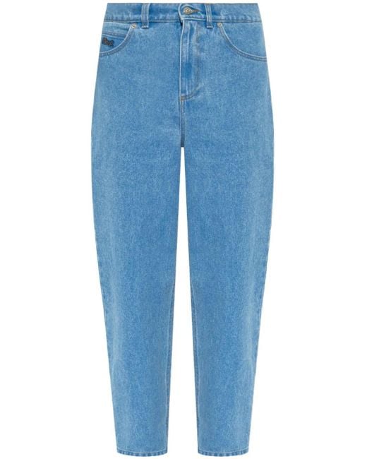 Marni Blue Mid-Rise Tapered-Leg Jeans