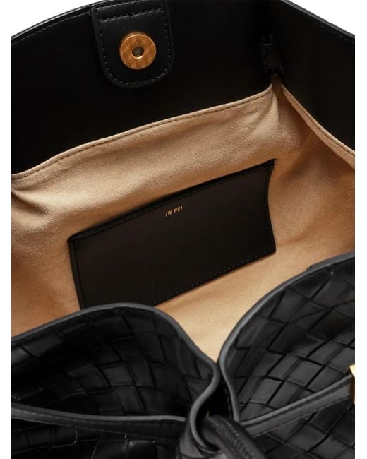 JW PEI Black Medium Hana Woven Tote Bag