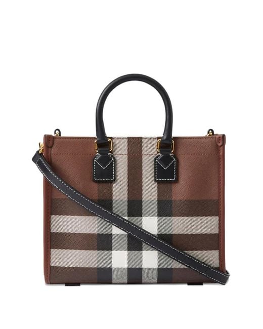 Burberry Black Check Motiv Mini Tote Bag
