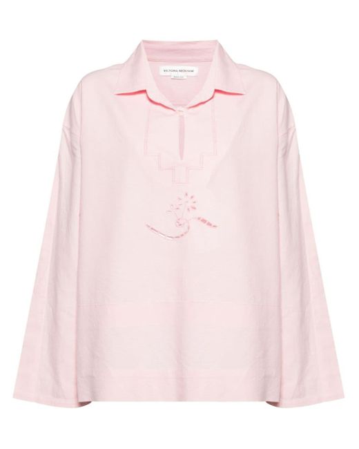 Victoria Beckham Pink Floral-motif Broderie-anglaise Blouse