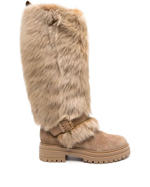 Gianvito Rossi パネルデザイン ブーツ Natural