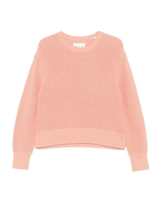 Marc O' Polo Pink Ribbed Crew-Neck Sweater
