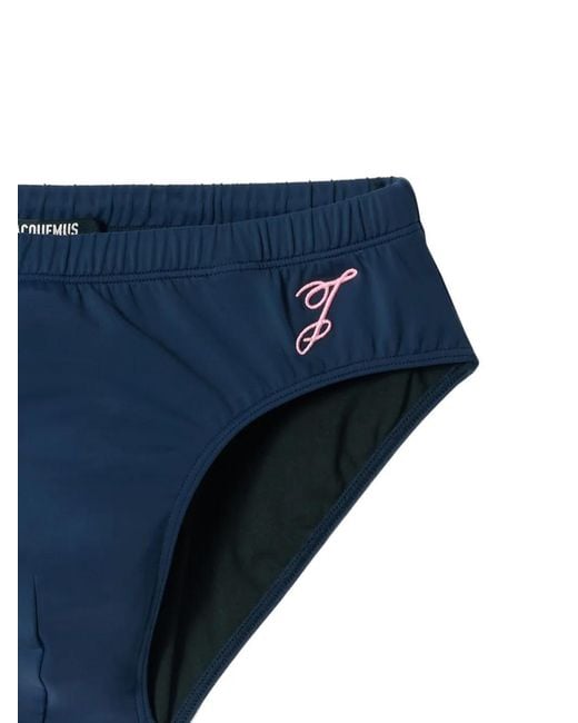 Jacquemus Blue Logo-Embroidered Swimming Trunks for men
