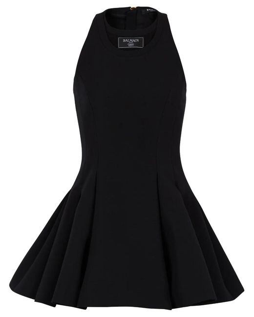 Balmain Black Virgin Wool Mini Dress
