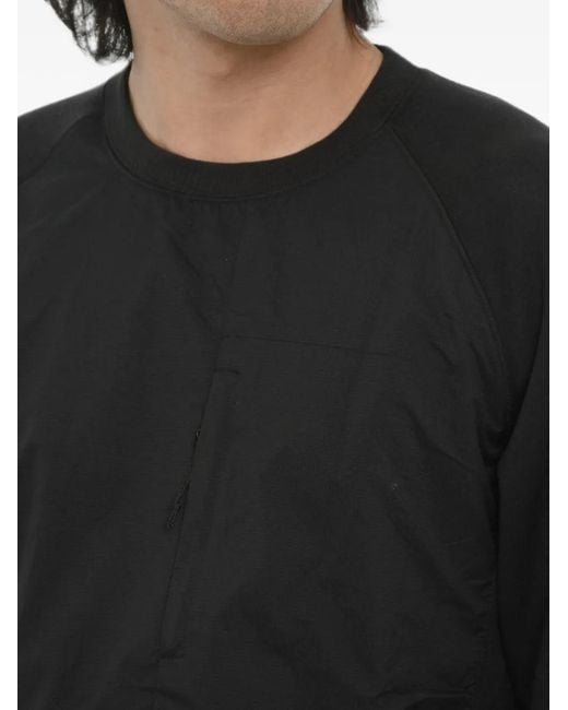 Woolrich Black Zip-Pocket Crew-Neck Sweater for men