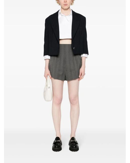 Prada Gray Wool Pleated Shorts