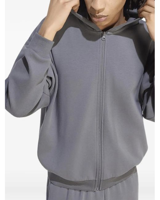 Adidas Gray Relaxed-Fit Zip-Up Hoodie for men